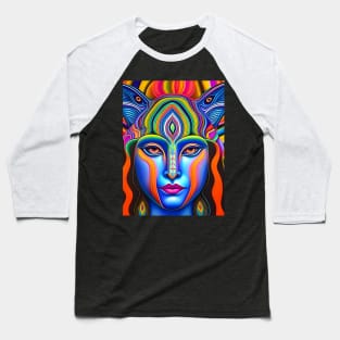 Catgirl DMTfied (12) - Trippy Psychedelic Art Baseball T-Shirt